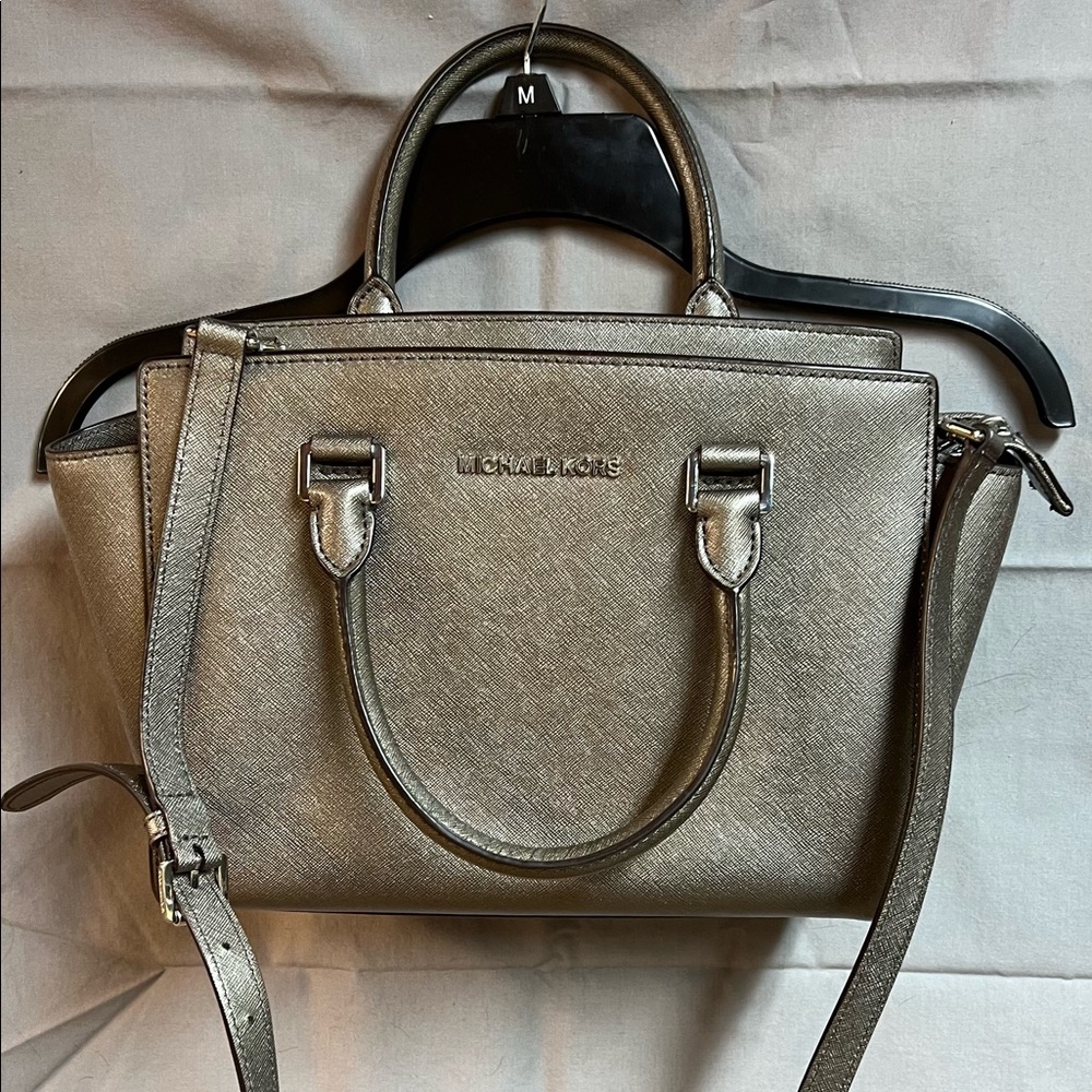 Michael Kors Selma Purse in Dark Metallic Gray